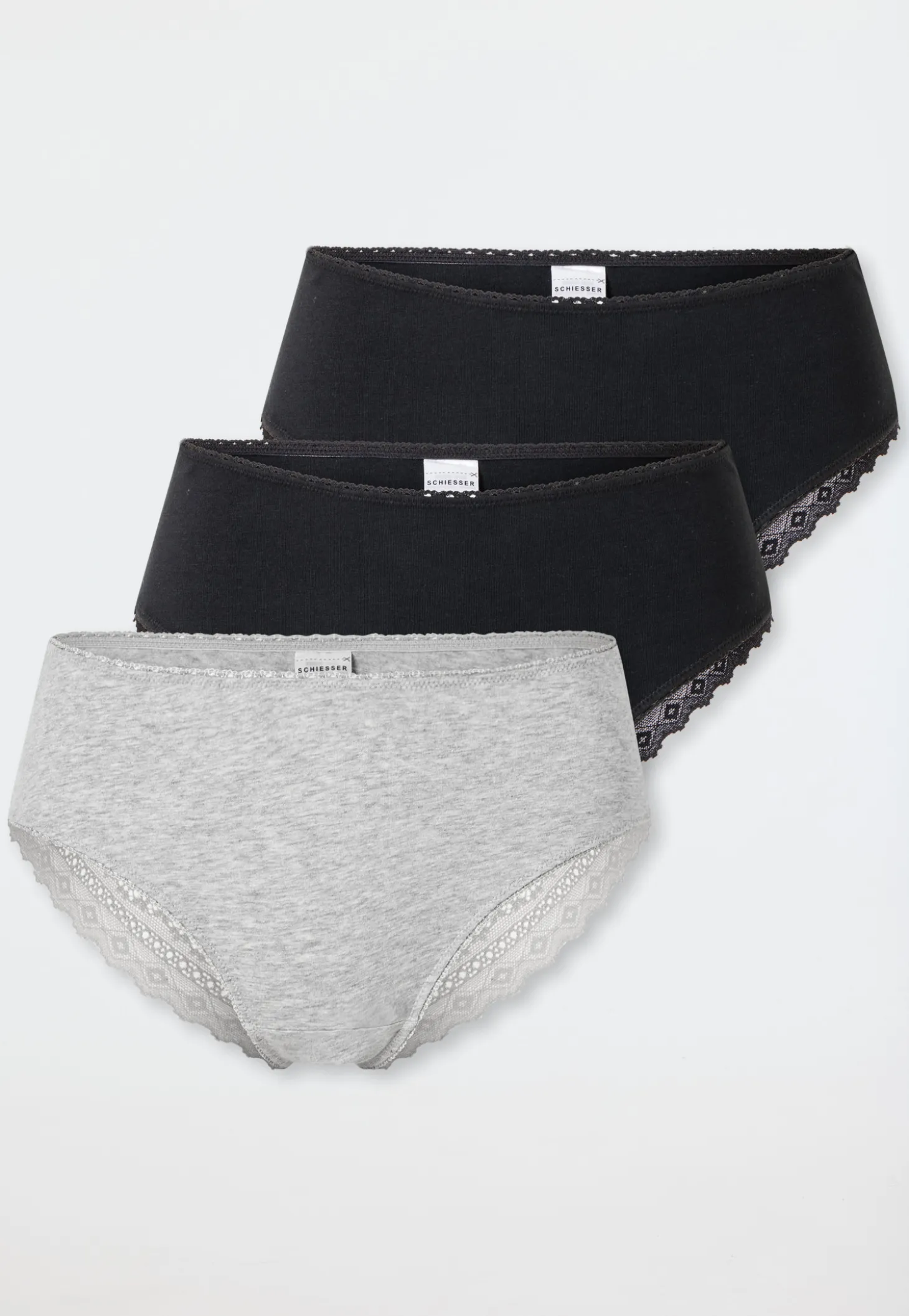 Brazilian 3er-Pack Spitze schwarz/grau-meliert - Modern Multipacks