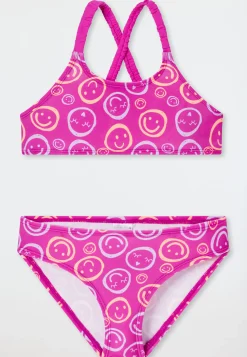 Bustier-Bikini Wirkware UV-Schutz 40+ Smileys fuchsia - Aqua