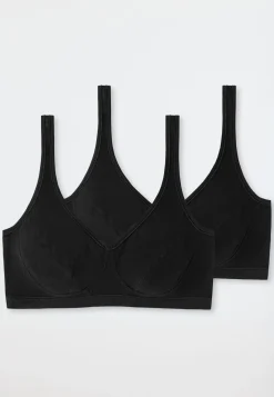 Bustier 2er-Pack mit Cups Organic Cotton schwarz - 95/5