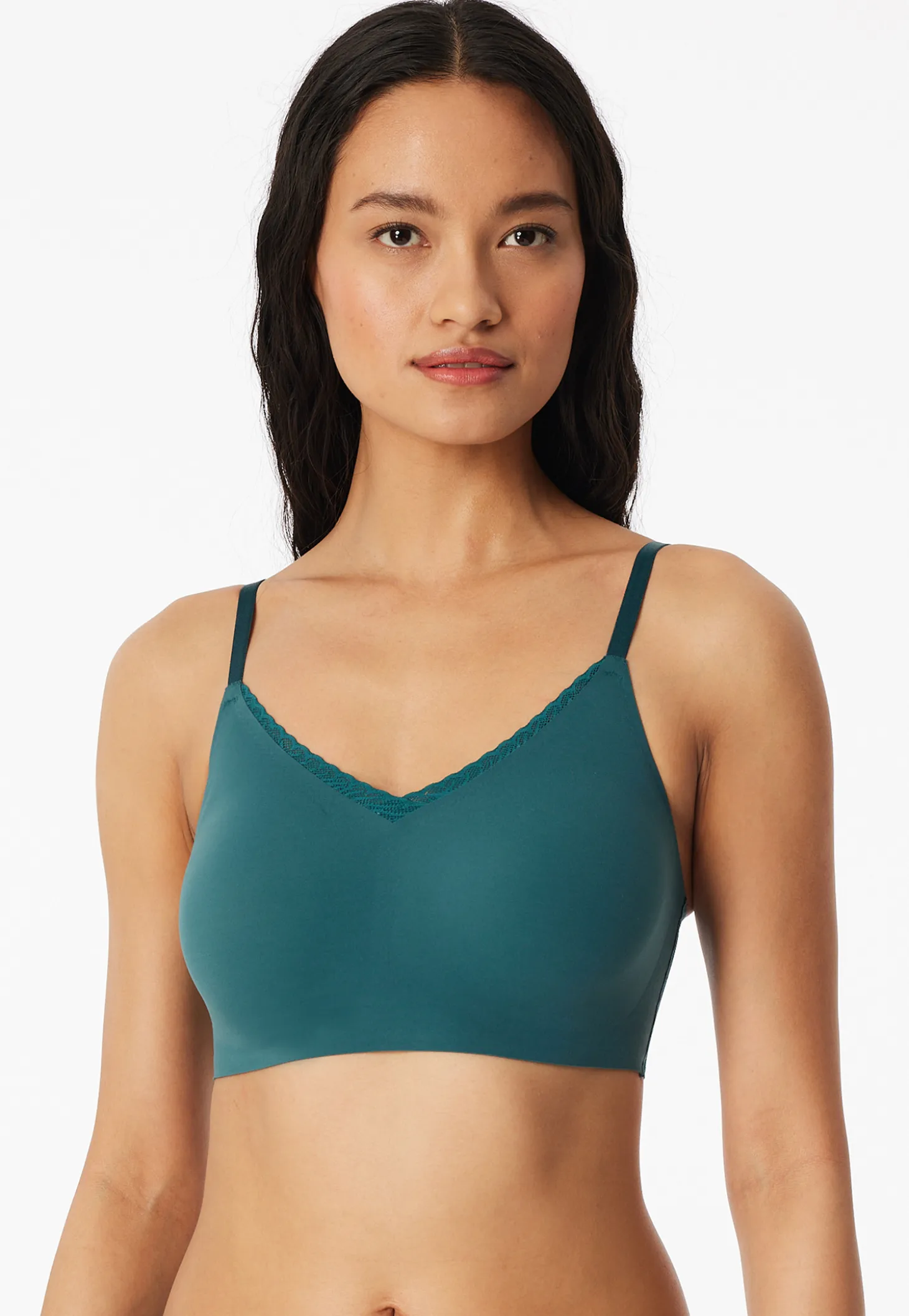 Bustier seamless herausnehmbare Pads Spitze grün - Invisible Soft Lace