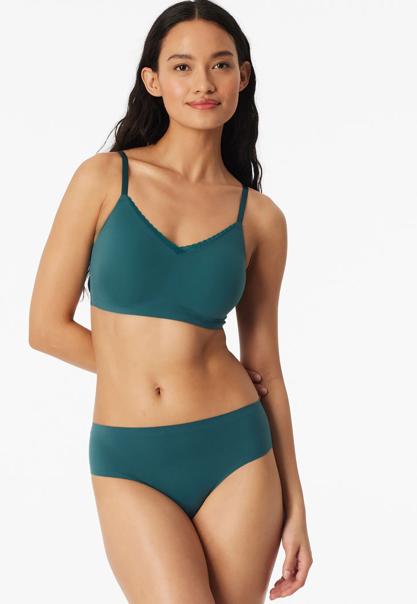 Bustier seamless herausnehmbare Pads Spitze grün - Invisible Soft Lace