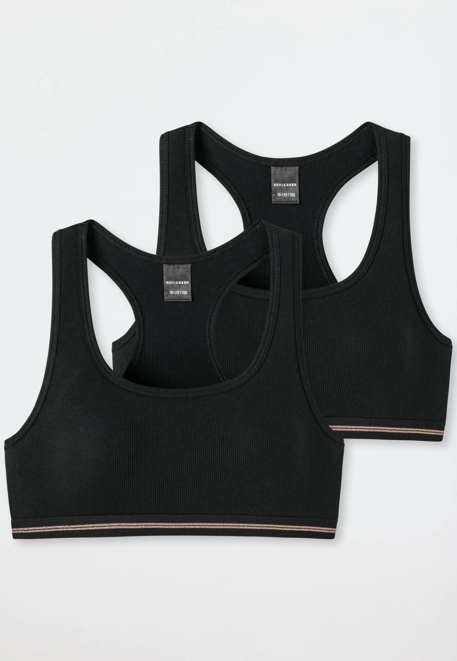 Bustiers 2er-Pack Doppelripp schwarz - Long Life Rib