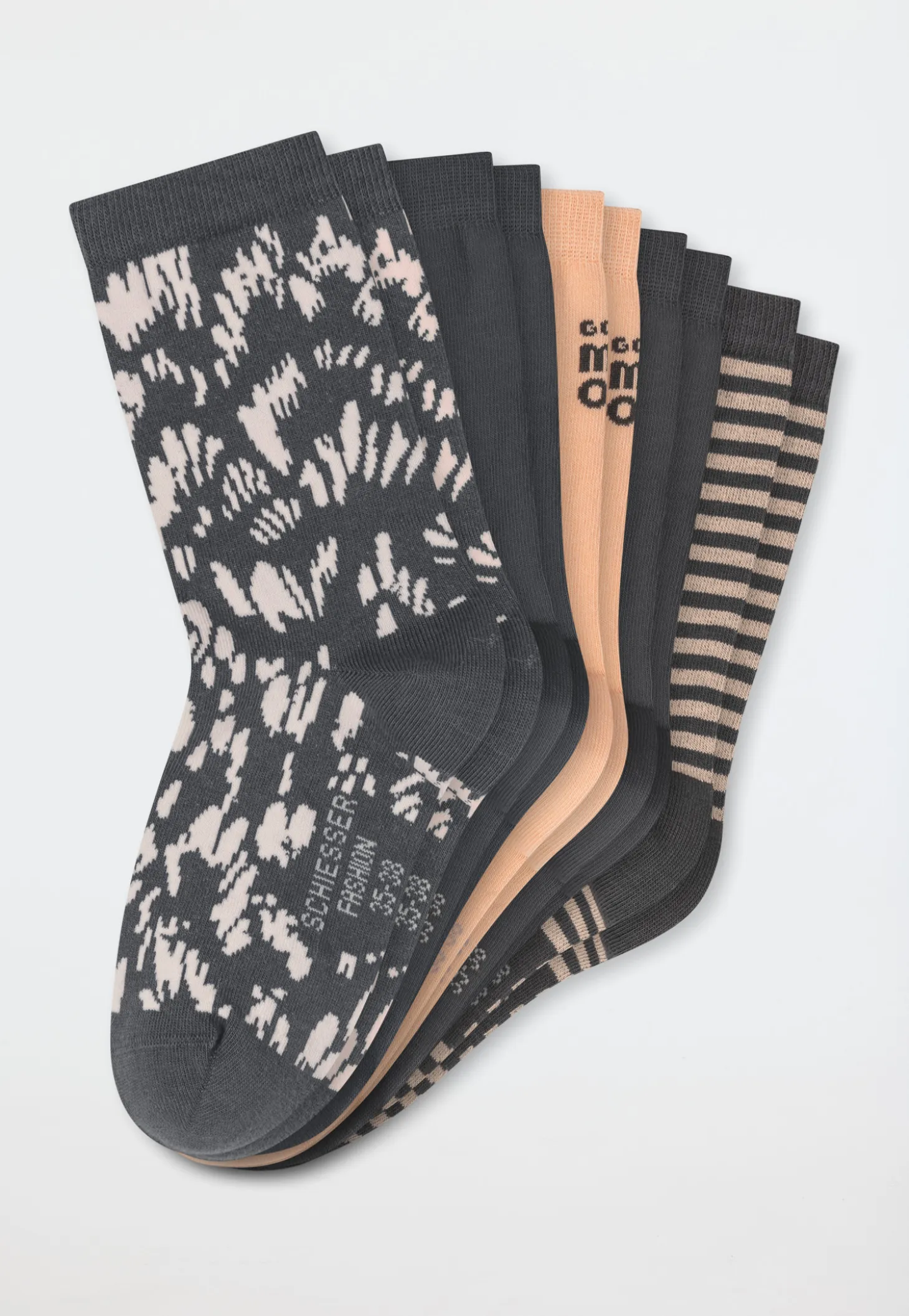 Damensocken 5er-Pack beige/ dunkelgrau - Fashion