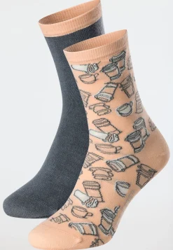 Damensocken 2er-Pack Kaffee dunkelgrau/ beige - Fashion