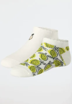 Damensocken Sneaker 2er-Pack Zitronen weiß - Fashion