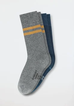 Herrensocken 2er-Pack blau/ grau geringelt - Fashion