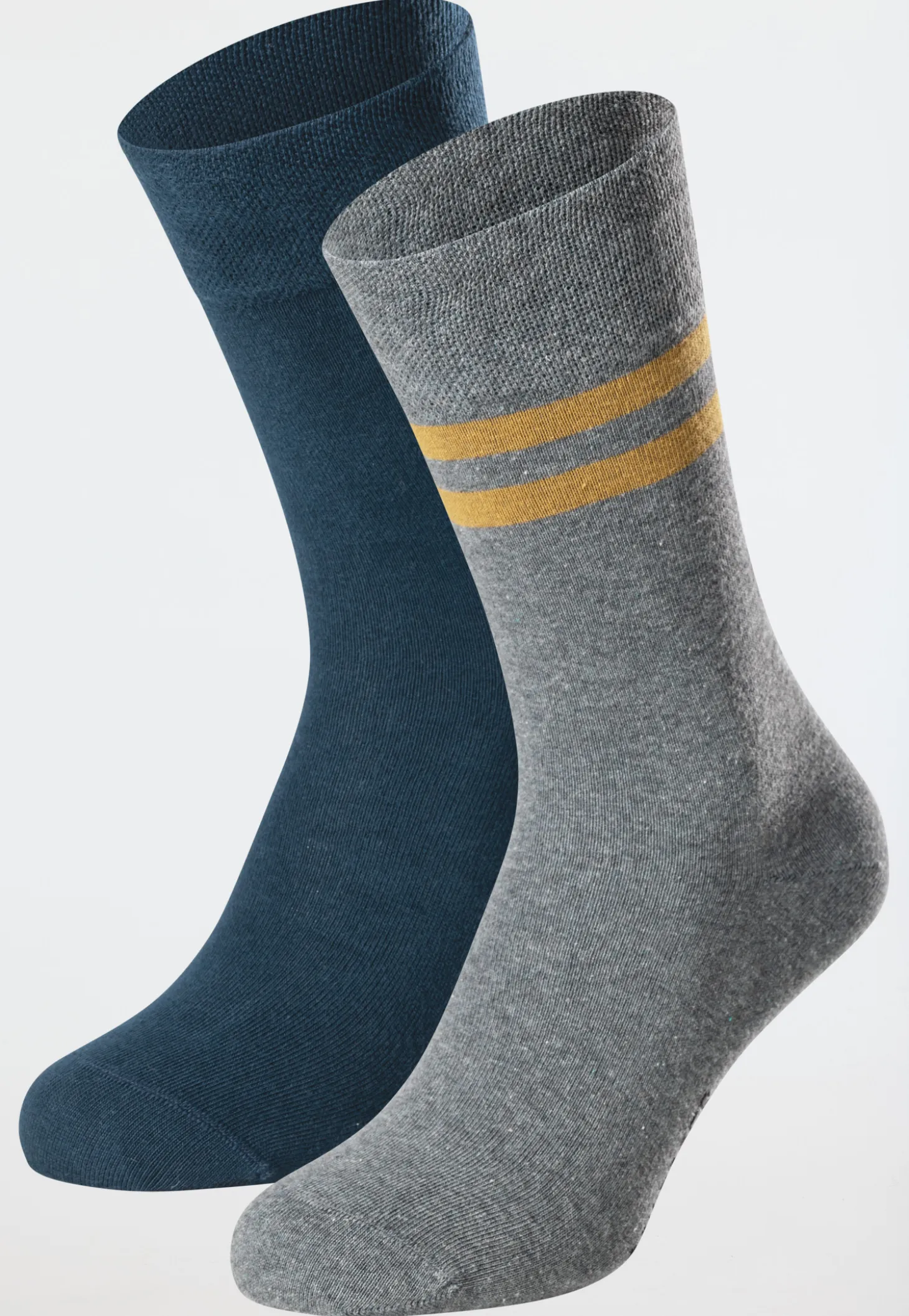 Herrensocken 2er-Pack blau/ grau geringelt - Fashion