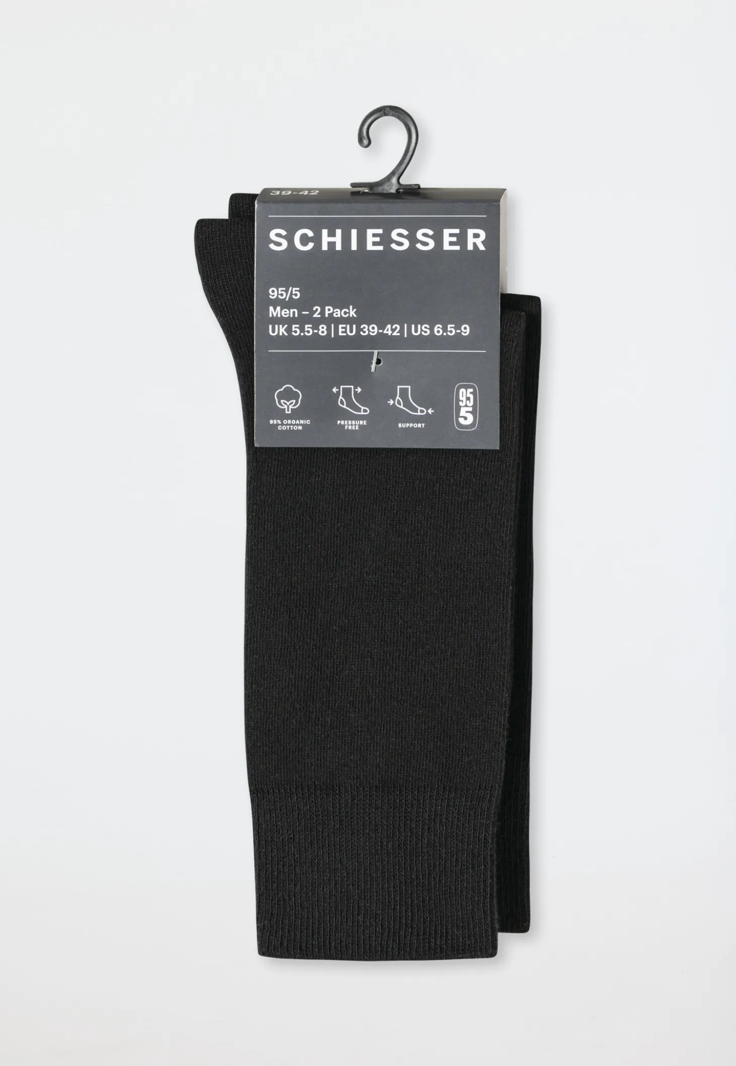 Herrensocken 2er-Pack schwarz - 95/5