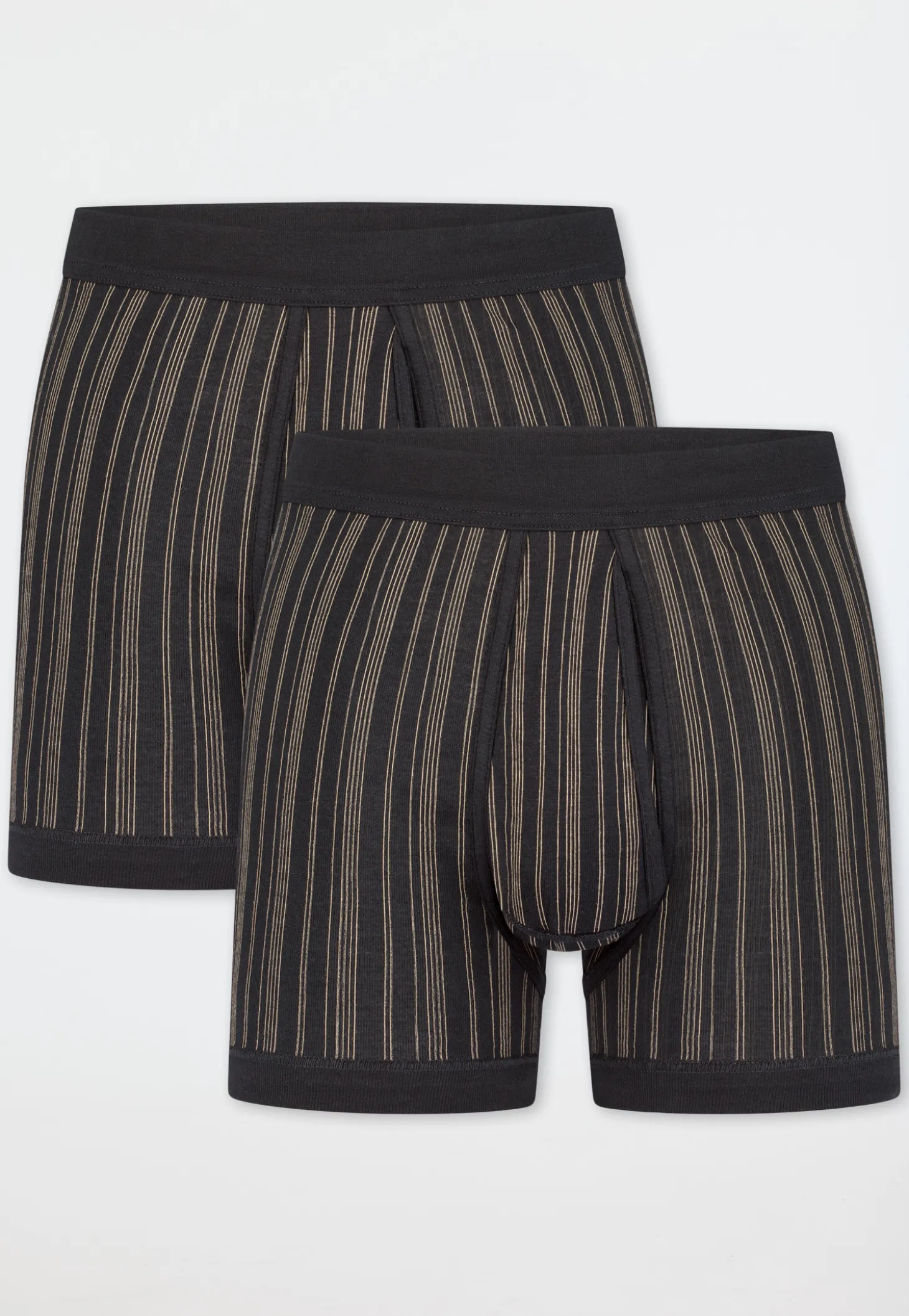 Hose kurz Feinripp 2er-Pack mit Eingriff schwarz gestreift - Original Classics