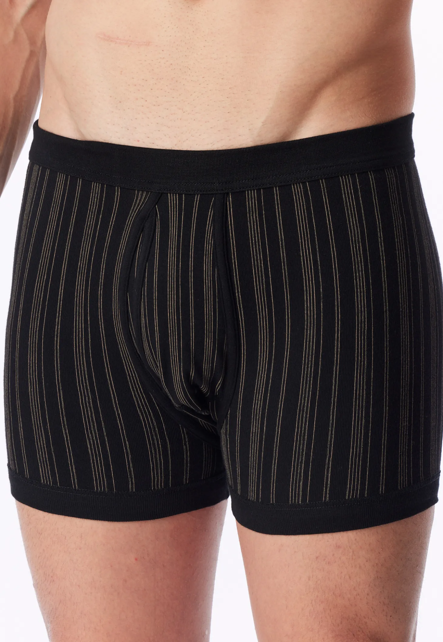 Hose kurz Feinripp 2er-Pack mit Eingriff schwarz gestreift - Original Classics