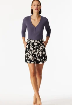 Hose kurz Viskose-Webware Blumen multicolor Mix+Relax