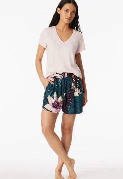 Hose kurz Viskose-Webware Blumen multicolor Mix+Relax