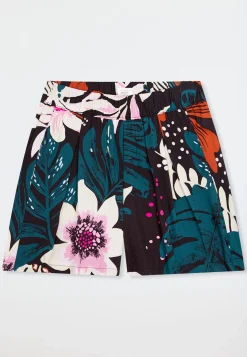 Hose kurz Viskose-Webware Blumen multicolor  Mix+Relax