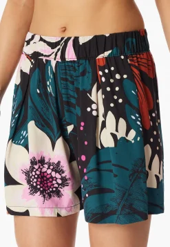 Hose kurz Viskose-Webware Blumen multicolor  Mix+Relax