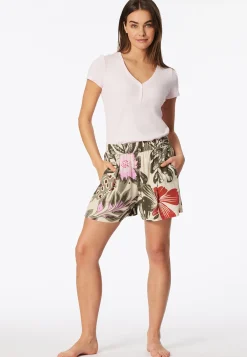 Hose kurz Viskose-Webware Blumen multicolor Mix+Relax