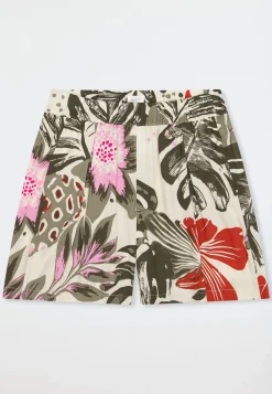 Hose kurz Viskose-Webware Blumen multicolor  Mix+Relax