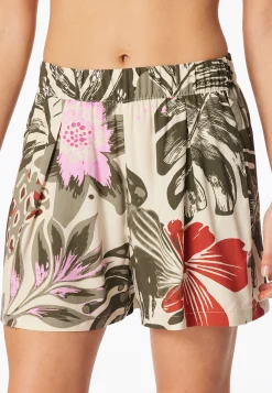 Hose kurz Viskose-Webware Blumen multicolor  Mix+Relax