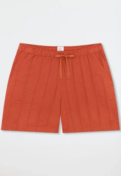 Hose kurz Webware Seersucker terracotta - Mix+Relax