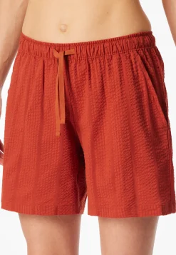 Hose kurz Webware Seersucker terracotta - Mix+Relax