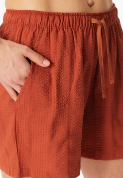Hose kurz Webware Seersucker terracotta - Mix+Relax