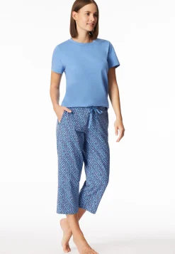 Hose 3/4-lang aqua gemustert - Mix+Relax