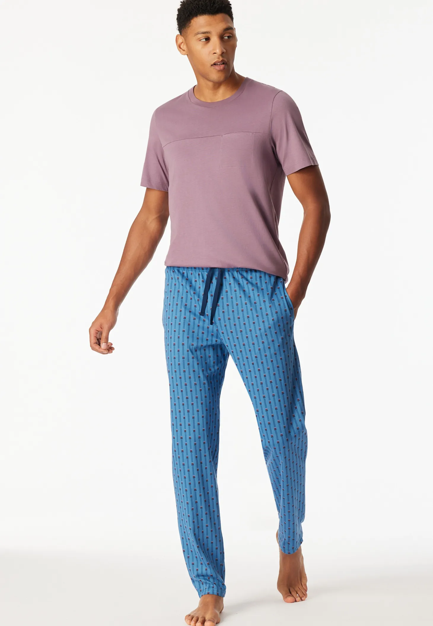 Hose lang blau bedruckt - Mix+Relax