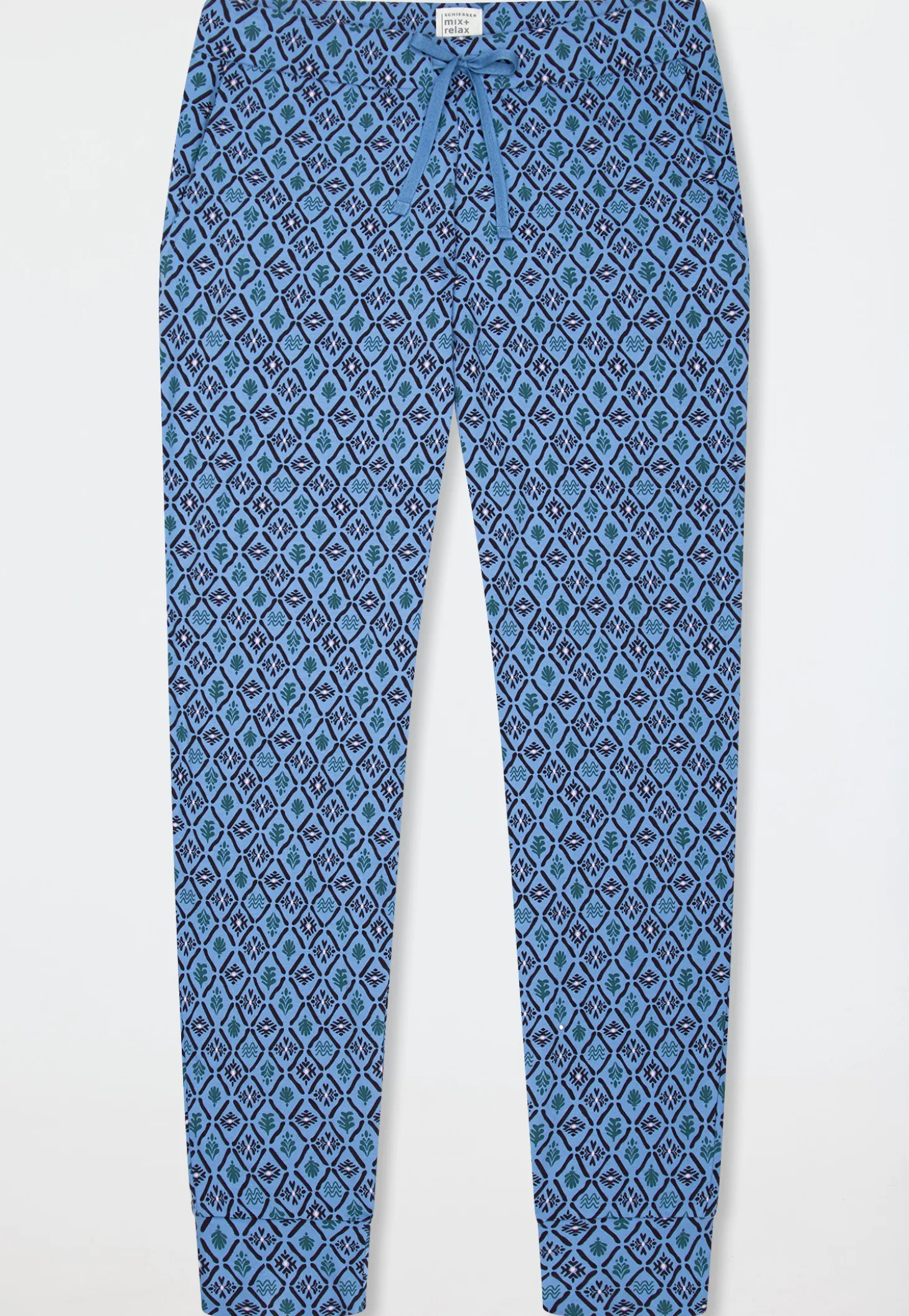 Hose lang Bündchen aqua gemustert - Mix+Relax