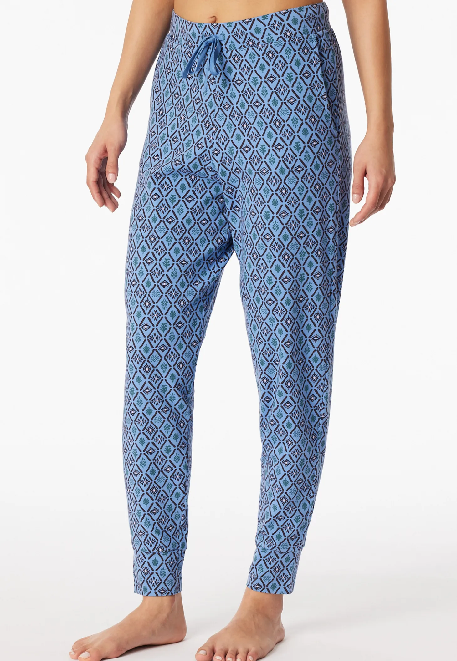 Hose lang Bündchen aqua gemustert - Mix+Relax