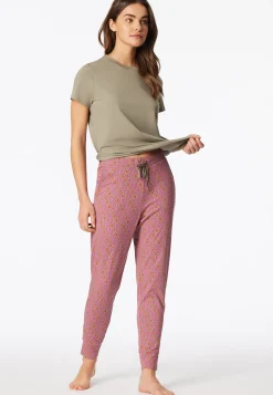 Hose lang Bündchen fuchsia gemustert - Mix+Relax