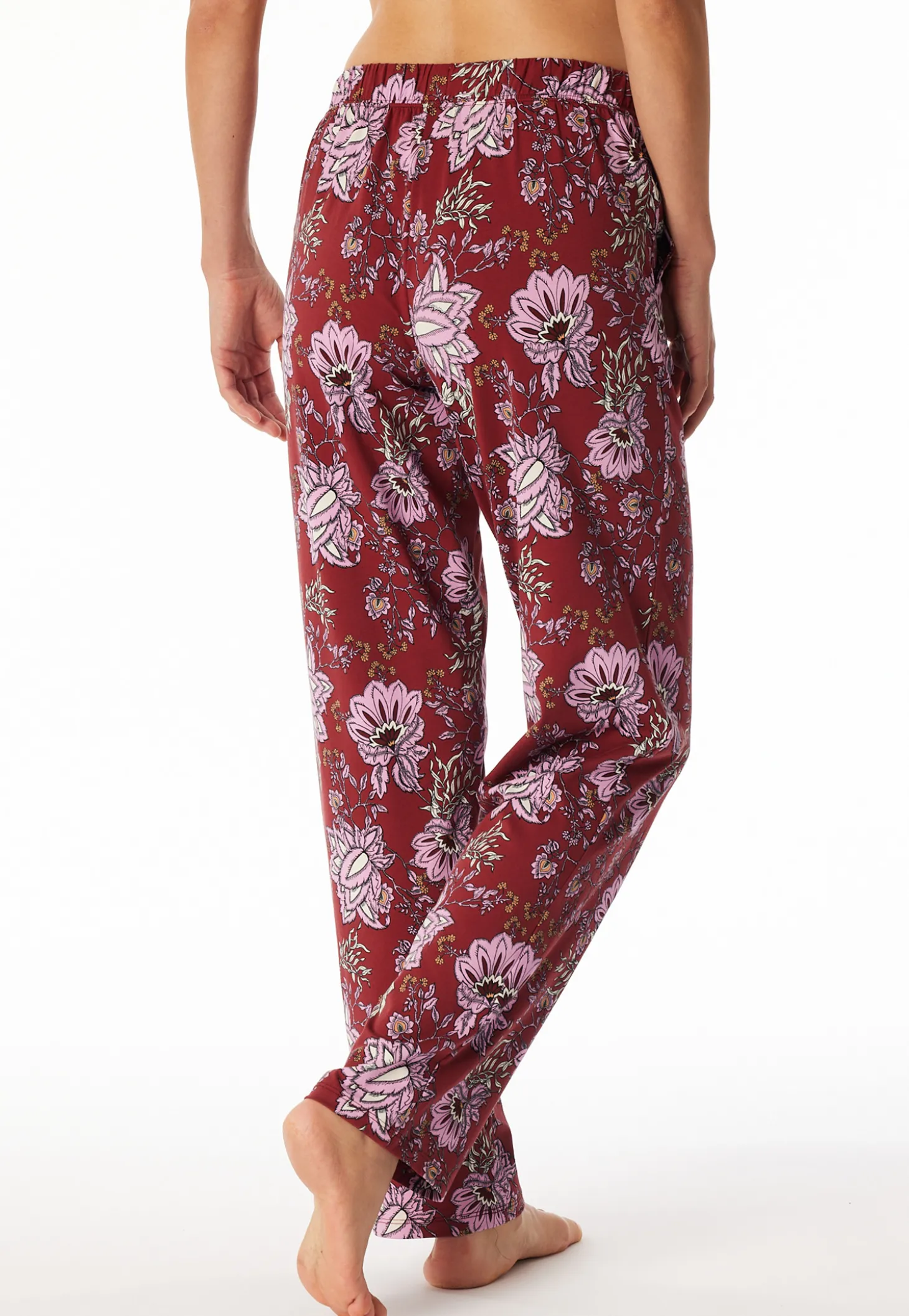 Hose lang dunkelrot gemustert - Mix+Relax