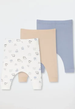 Hose lang 3er-Pack Feinripp Autos mehrfarbig - Baby