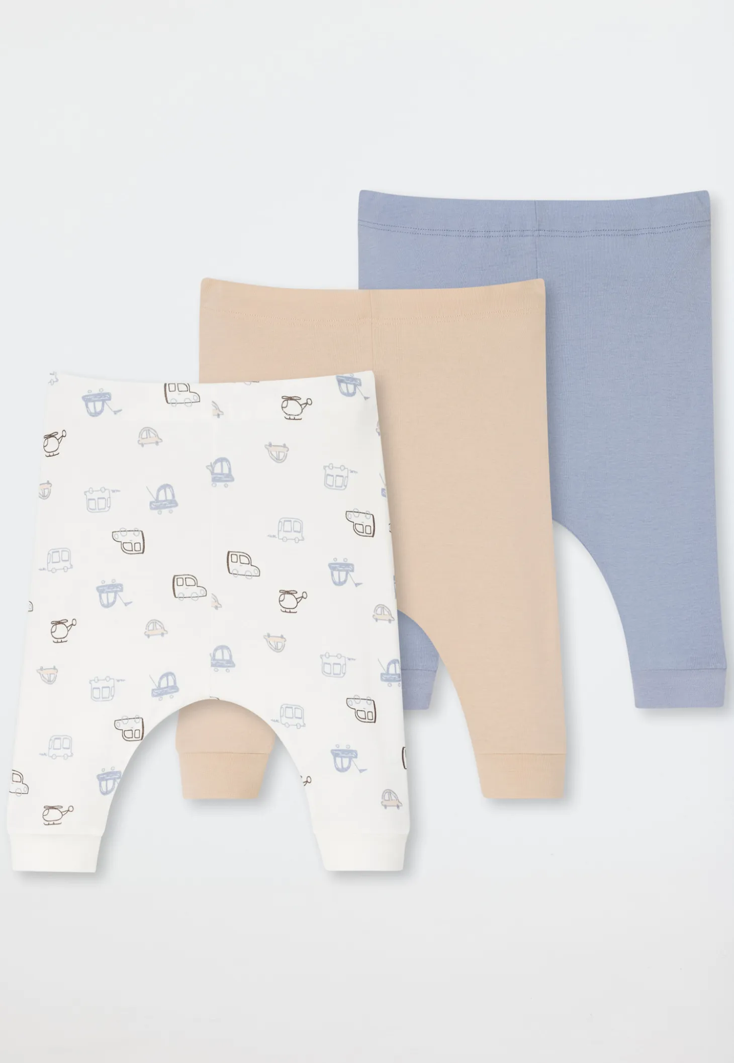 Hose lang 3er-Pack Feinripp Autos mehrfarbig - Baby