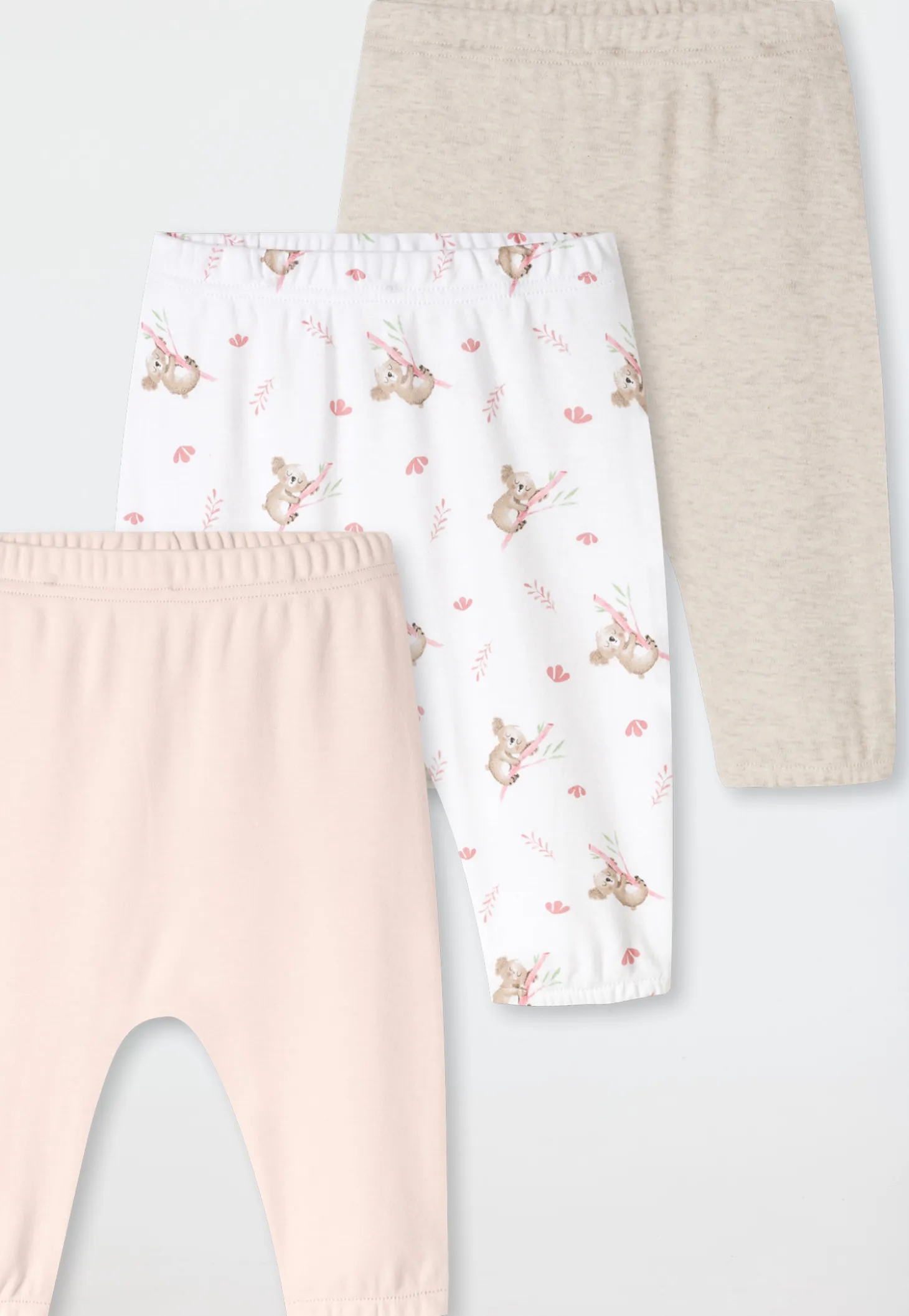 Hose lang 3er-Pack Interlock Koala mehrfarbig - Baby