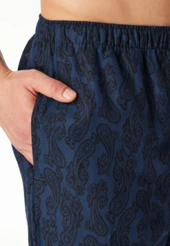 Hose lang Flanell Paisley nachtblau - Mix+Relax