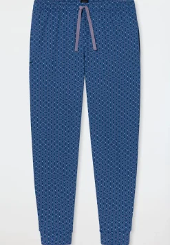 Hose lang Jersey Bündchen blaugrau gemustert - Mix+Relax