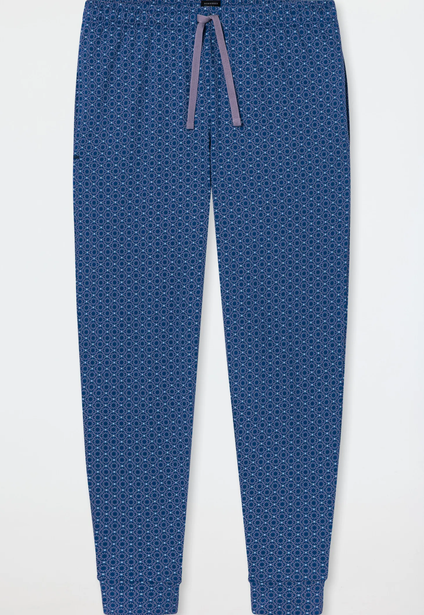 Hose lang Jersey Bündchen blaugrau gemustert - Mix+Relax