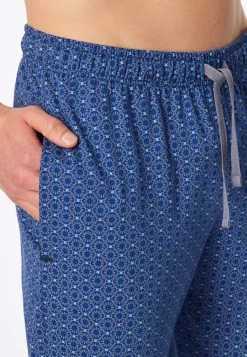Hose lang Jersey Bündchen blaugrau gemustert - Mix+Relax