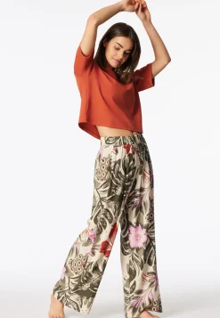 Hose lang Viskose-Webware Blumen multicolor Mix+Relax