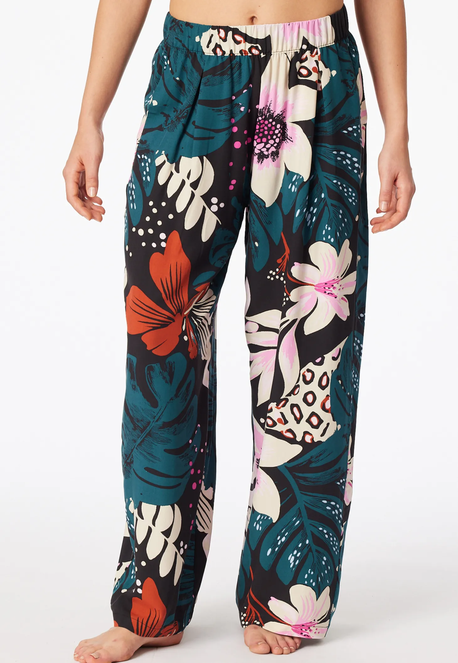 Hose lang Viskose-Webware Blumen multicolor Mix+Relax