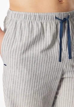 Hose lang Webware Leinen Streifen admiral - Mix+Relax