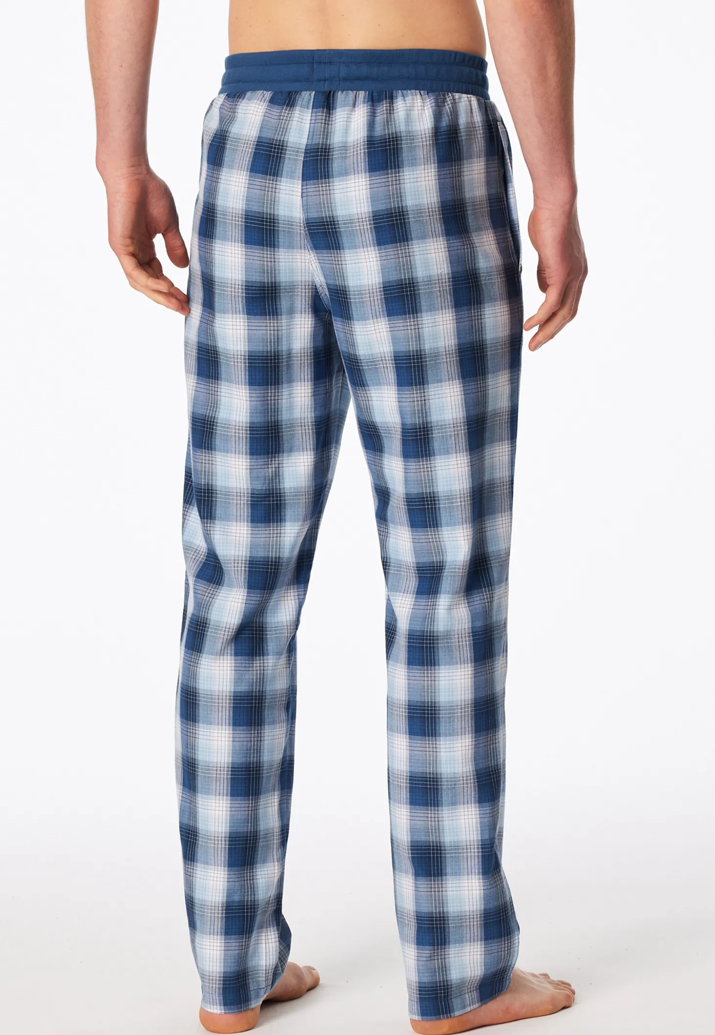Hose lang Webware pacific blue kariert - Mix+Relax