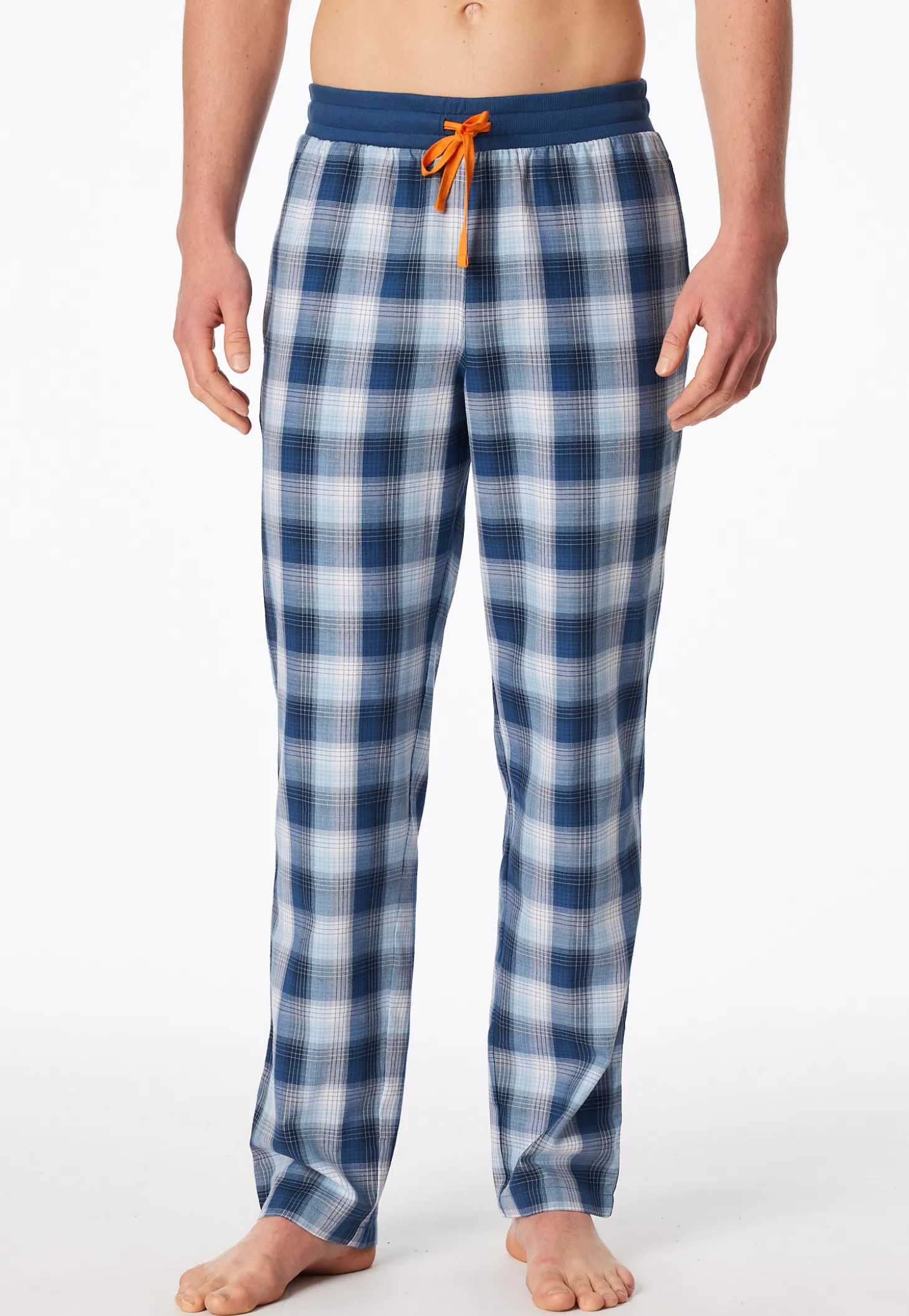 Hose lang Webware pacific blue kariert - Mix+Relax