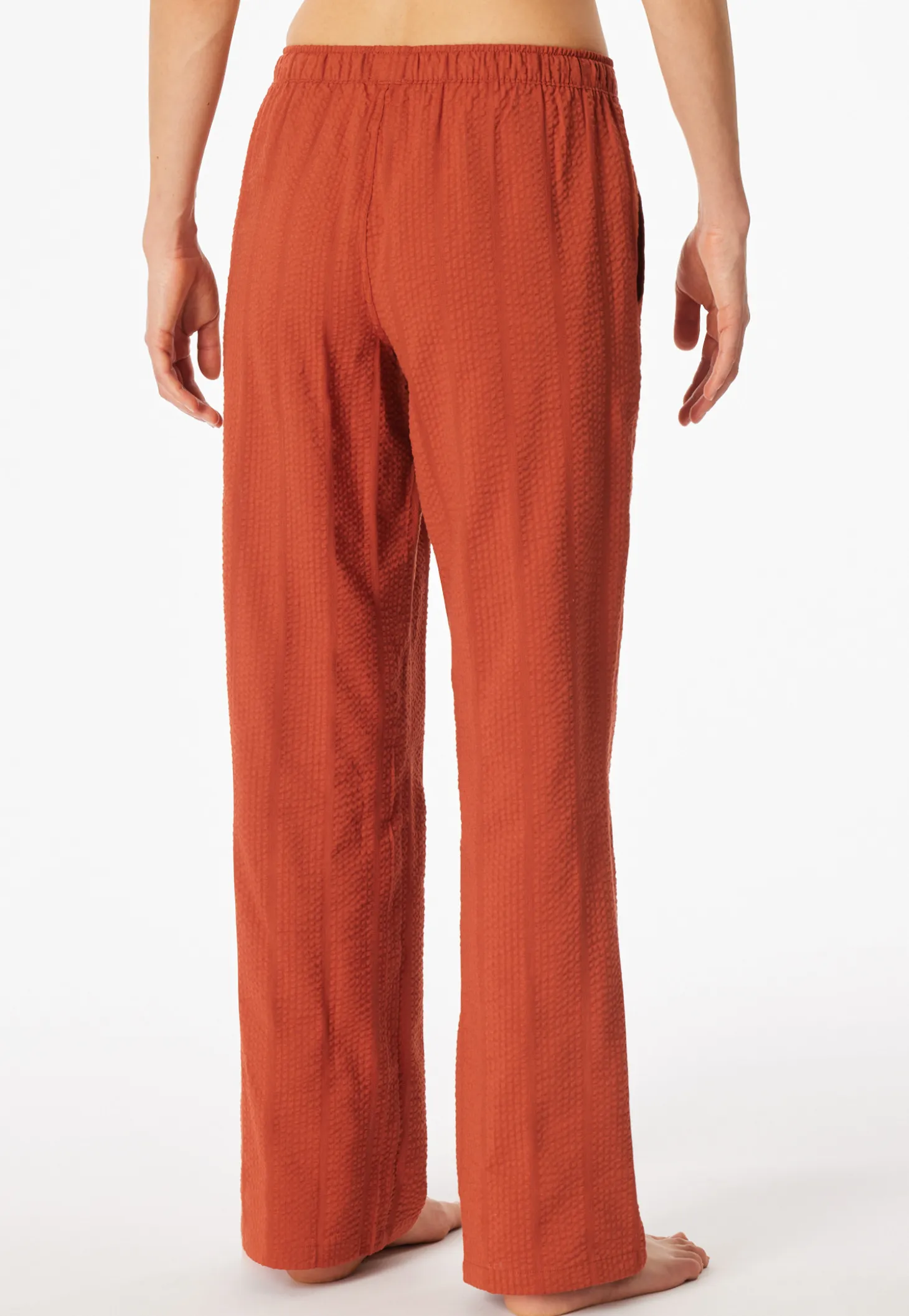 Hose lang Webware Seersucker terracotta - Mix+Relax