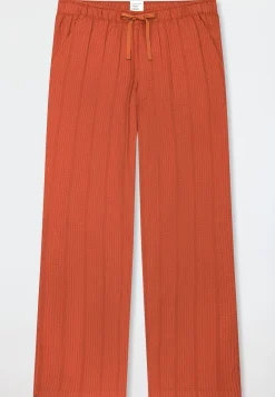 Hose lang Webware Seersucker terracotta - Mix+Relax