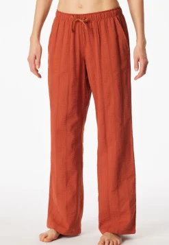 Hose lang Webware Seersucker terracotta - Mix+Relax