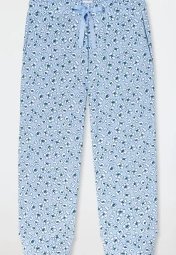 Loungehose 3/4-lang Blumen Leoparden hellblau - Mix+Relax