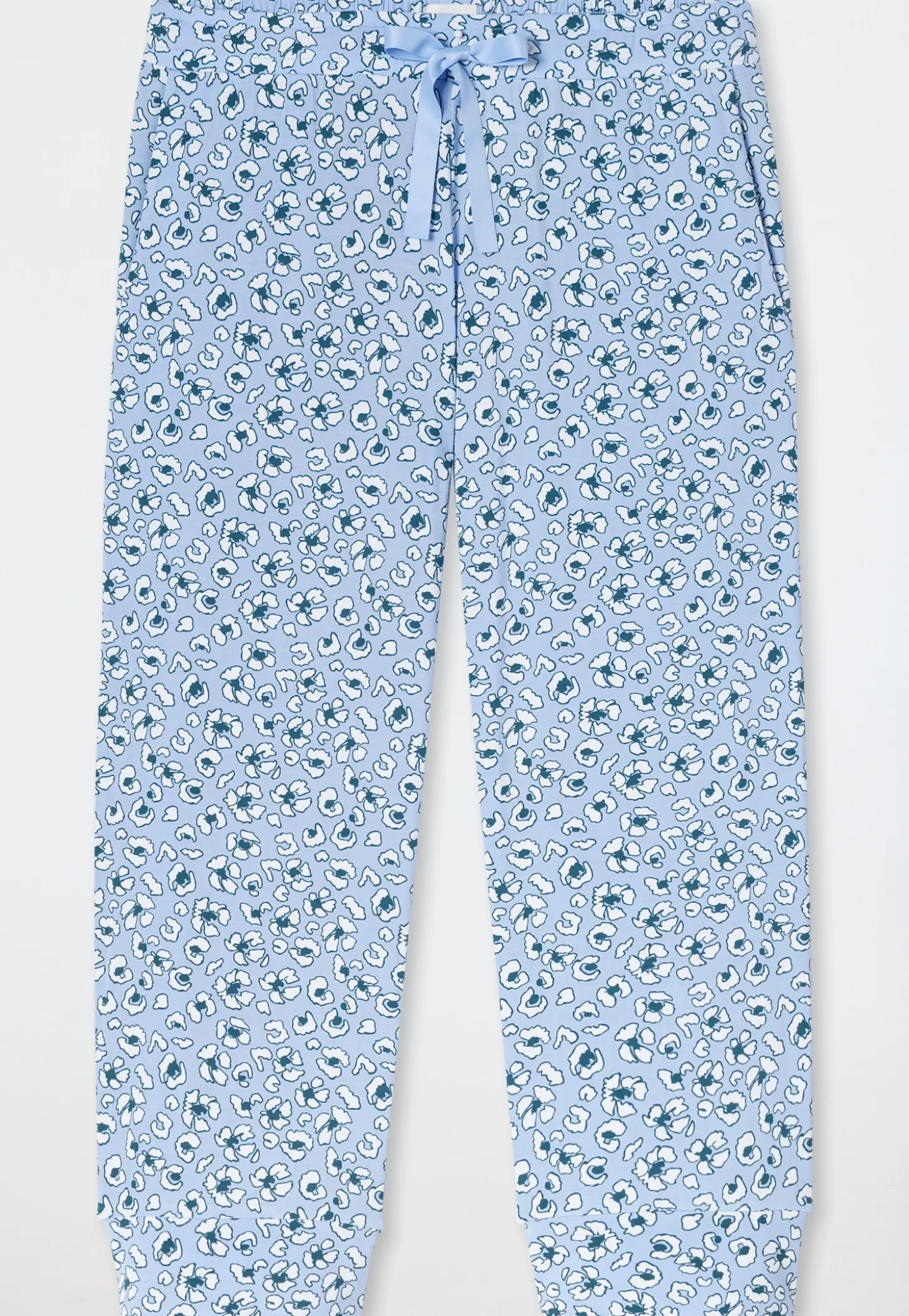 Loungehose 3/4-lang Blumen Leoparden hellblau - Mix+Relax