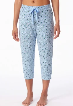 Loungehose 3/4-lang Blumen Leoparden hellblau - Mix+Relax