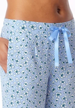 Loungehose 3/4-lang Blumen Leoparden hellblau - Mix+Relax
