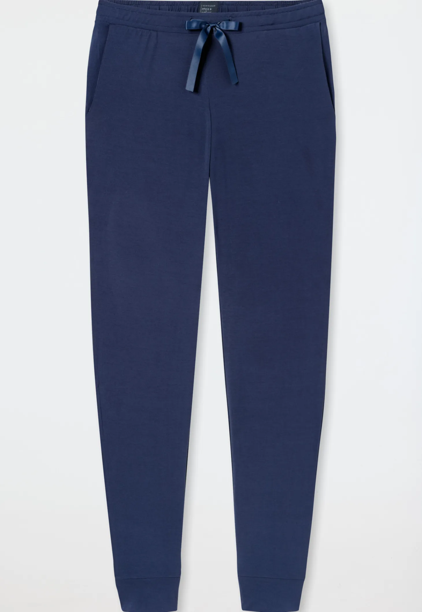 Loungehose lang Modal Bündchen blau - Mix+Relax